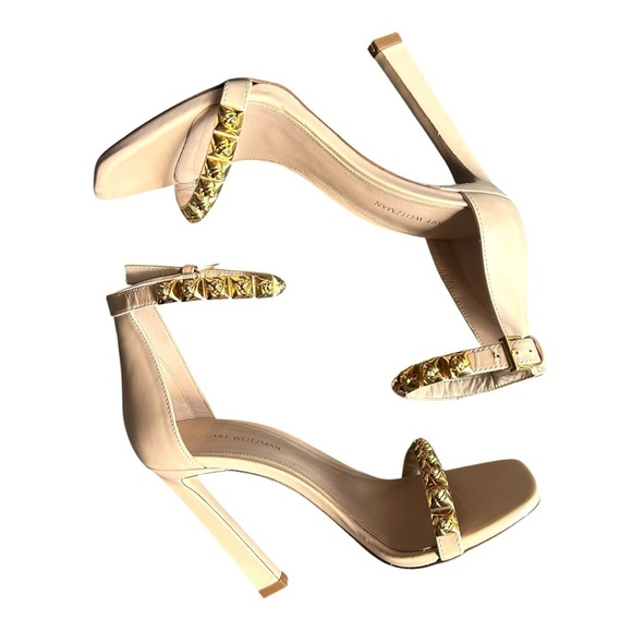STUART WEITZMAN Blush Pink Rosist 100 Stud Open Toe Ankle Strap Sandal Size 36 - Picture 2 of 12